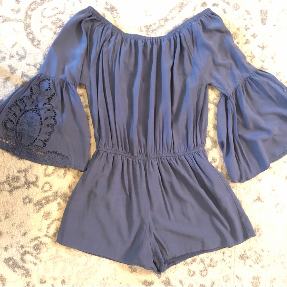 She & Sky romper with bell sleeves